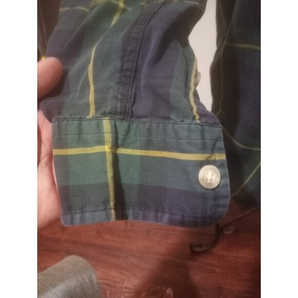Polo Ralph Lauren Shirt Men's Plaid size XL Long Sleeve Green Blue Cotton - Picture 6 of 11